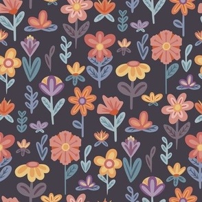 Enchanted Garden: Whimsical Floral Pattern for Kids' Decor and Apparel in Soft Colors