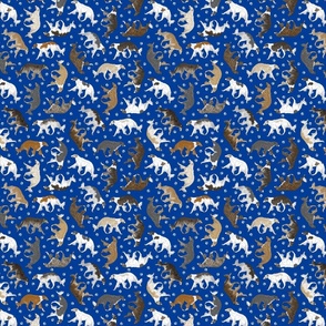 Tiny Trotting Borzoi and paw prints - blue