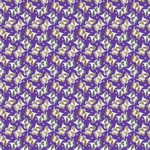 Tiny Trotting Japanese Chin and paw prints - purple