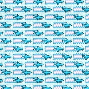 Pride Shark with Transgender Flag Pixel Art Geometric Background TINY Print