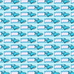 Pride Shark with Transgender Flag Pixel Art with White Dots TINY Print 