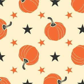 Autumn Stars: Pumpkin and Star Pattern Fabric for Festive Crafts