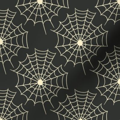 Halloween Spider Web Seamless Pattern on Grey