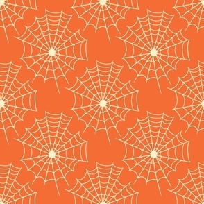 Vibrant Orange Spider Web Pattern for Halloween Decor
