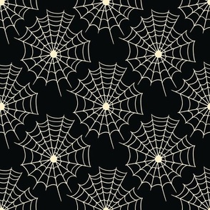 Classic Black and White Spider Web Halloween Pattern