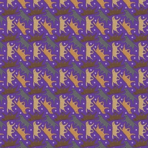 Tiny Trotting Labrador Retrievers and paw prints - purple