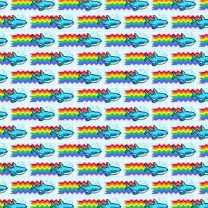 Pride Shark with LGBTQ Rainbow Flag Pixel Art Geometric Background TINY Print 