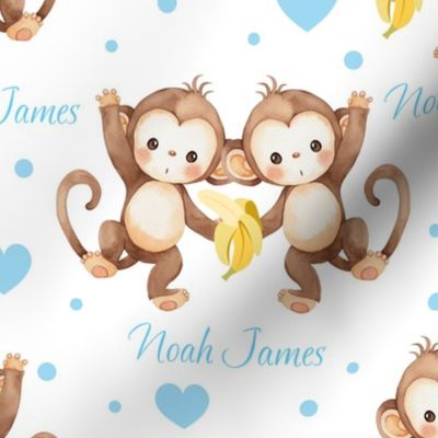 Safari Animals Monkey Blue Baby Boy Nursery Personalized