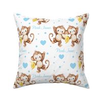 Safari Animals Monkey Blue Baby Boy Nursery Personalized