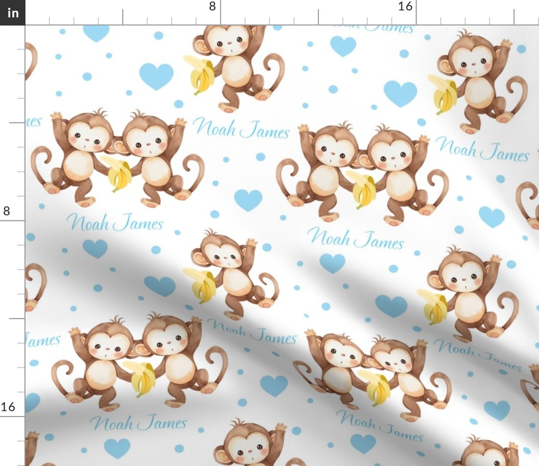 Safari Animals Monkey Blue Baby Boy Nursery Personalized