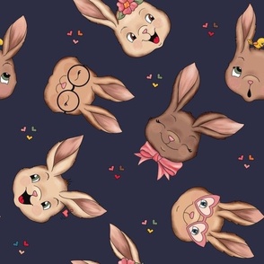 Sweet Bunnies tossed on Bunny Blue