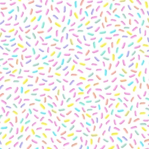 Candy-Colored Sprinkles Bliss: Vibrant Hand-drawn Tossed Sweets //  90s Nostalgia On White // BIG SCALE