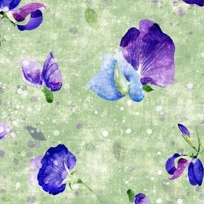 FLORAL PURPLE PEA on green