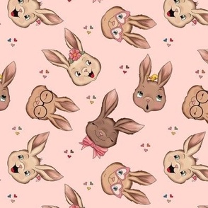 Sweet Bunnies on Light Bunny Pink medium