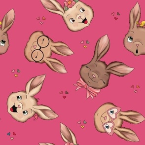 Sweet Bunnies tossed on Bunny Pink