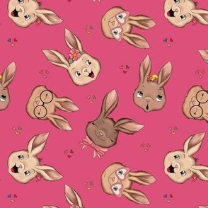 Sweet Bunnies on Bunny Pink medium