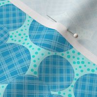 Teal cross hatch, monochromatic  hand drawn geometric, vintage feed sack inspired for quilting