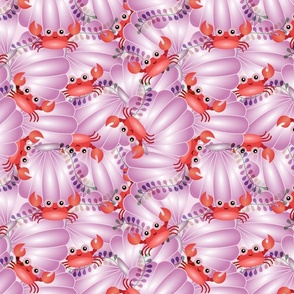 Crustacean Core Crabs Hidden in the Purple Shells