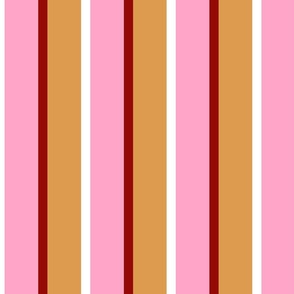 Clashing colors candy pink khaki gold stripe | circus theme stripe | bold daring | hickory pinstripe