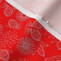 Flutterby Toile White on Red