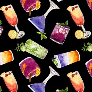 Colorful Cocktails - black background (medium)