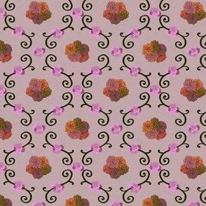 Hydrangeas Floral Iron Trellis – Pink Orange Beige, Small