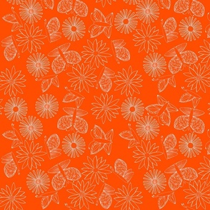 Flutterby Toile White on Orange Jumbo