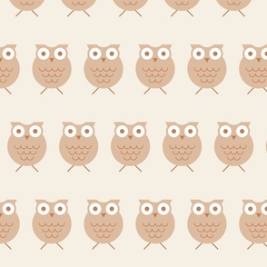 Owls - Monochromatic Brown - Neutral Colors - Halloween - Kids - Nursery - Sweet Animals - Geometric - Birds