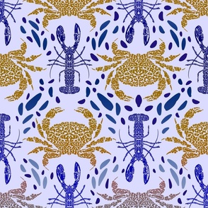 Coastal charm blue lobster and mosaic reef crabs