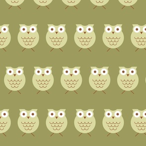 Owls - Moss Green - Sage Green - Halloween - Kids - Nursery - Sweet Animals - Geometric - Birds