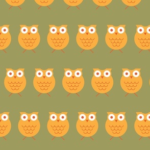 Owls - Olive Green - Halloween - Kids - Nursery - Sweet Animals - Geometric - Birds