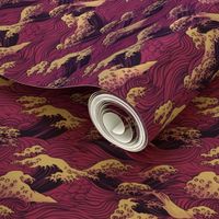 hokusai inspired purple japanese ocean waves