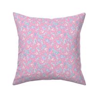 S| Elegant Blue light pink  Floral Paisley on classic Pink