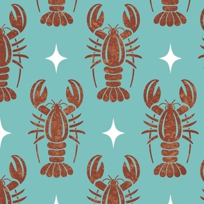 Lobsters and Stars // Orange and Turquoise