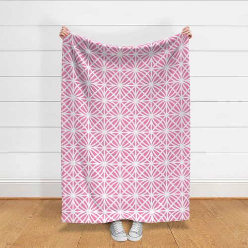 Bright Pink Trellis Geometric in Candy Pink and White - Large - Palm Beach Lattice, Tropical Pink Geometric, Palm Springs Breeze Block