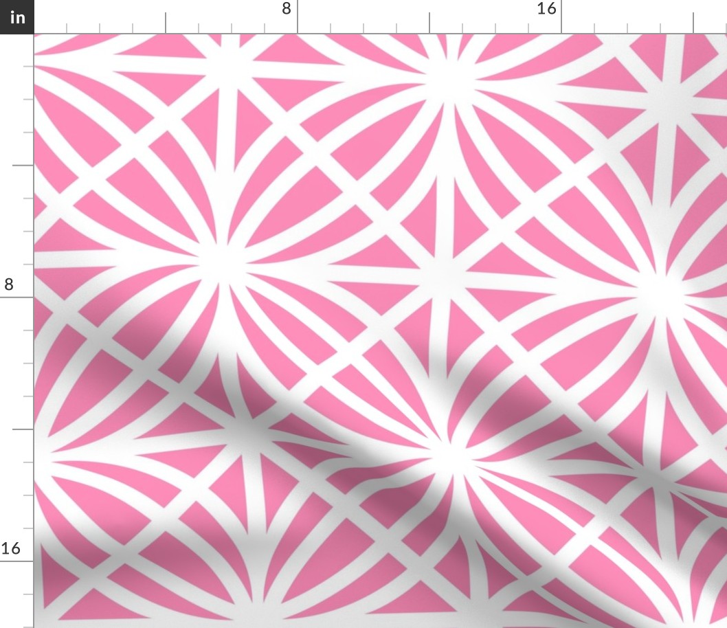 Bright Pink Trellis Geometric in Candy Pink and White - Large - Palm Beach Lattice, Tropical Pink Geometric, Palm Springs Breeze Block