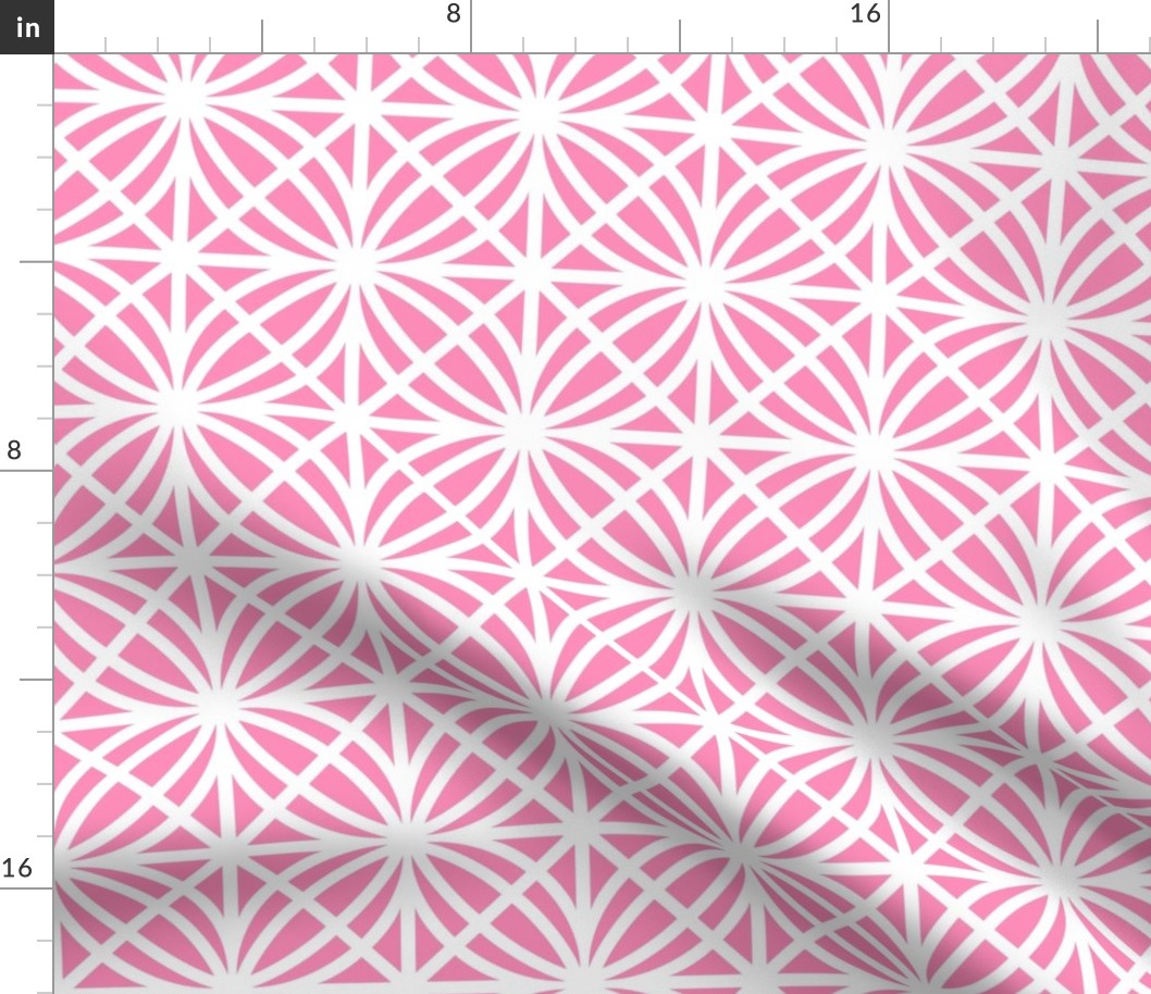 Bright Pink Trellis Geometric in Candy Pink and White - Medium - Palm Beach Lattice, Tropical Pink Geometric, Palm Springs Breeze Block