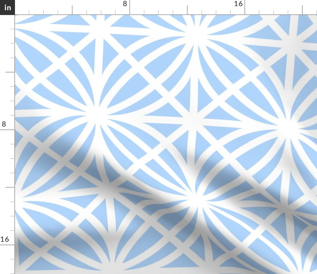 Blue Trellis Geometric in Pastel Blue and White - Large - Palm Beach Lattice, Coastal Blue and White, Palm Springs Breeze Block