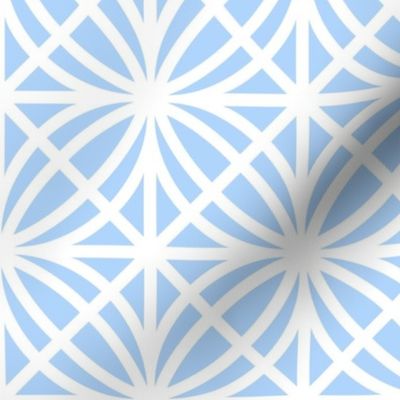 Blue Trellis Geometric in Pastel Blue and White - Medium - Palm Beach Lattice, Coastal Blue and White, Palm Springs Breeze Block