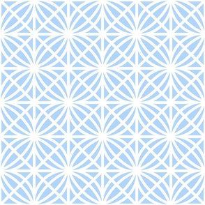 Blue Trellis Geometric in Pastel Blue and White - Medium - Palm Beach Lattice, Coastal Blue and White, Palm Springs Breeze Block