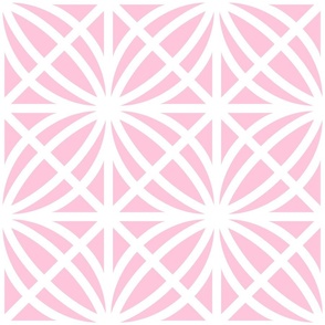 Pink Trellis Geometric in Pastel Pink and White - Large - Palm Beach Lattice, Pink and White Geometric, Palm Springs Breeze Block
