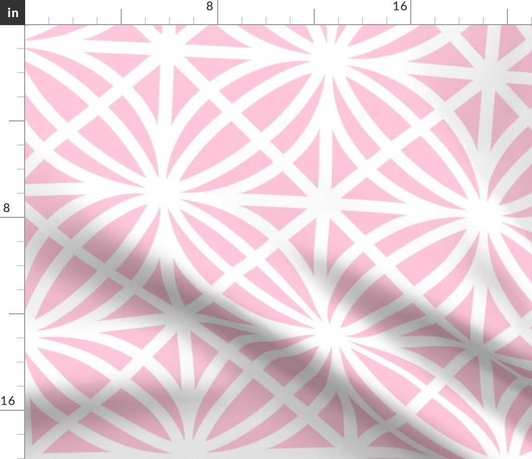 Pink Trellis Geometric in Pastel Pink and White - Large - Palm Beach Lattice, Pink and White Geometric, Baby Girl Nursery