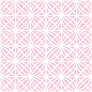 Pink Trellis Geometric in Pastel Pink and White - Medium - Palm Beach Lattice, Pink and White Geometric, Palm Springs Breeze Block