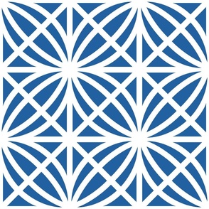 Navy Trellis Geometric in Navy Blue and White - Large - Hamptons Geometric, Navy and White, Hamptons Navy