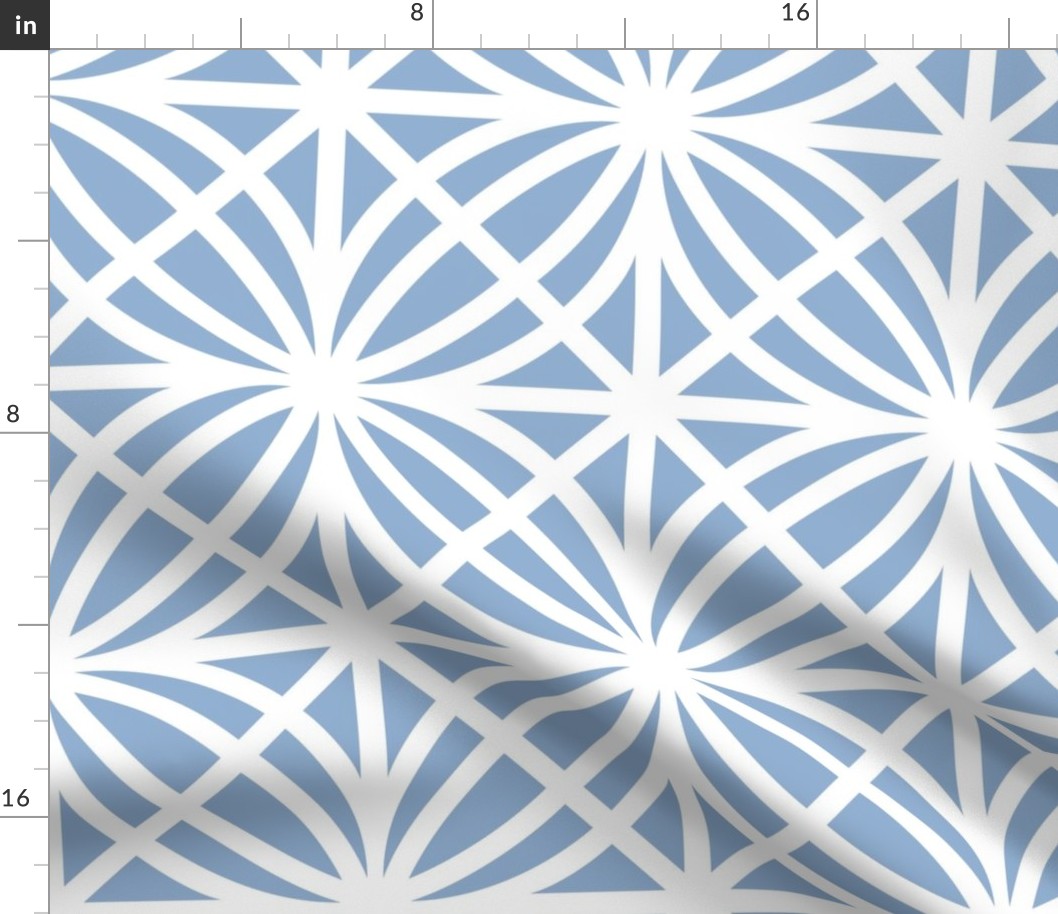 Soft Blue Trellis Geometric in Blue-Gray and White - Large - Coastal Blue and White, Coastal Geometric, Palm Beach Lattice