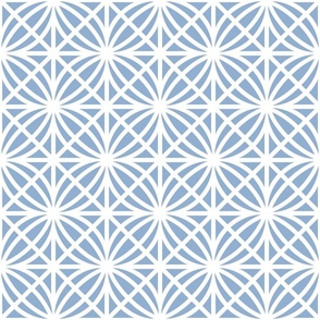 Soft Blue Trellis Geometric in Blue-Gray and White - Medium - Coastal Blue and White, Coastal Geometric, Palm Beach Lattice
