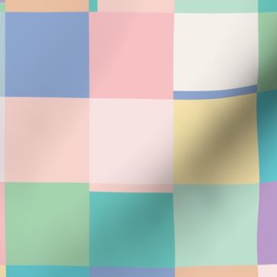 Medium - pastel rainbow check, colourful checkers