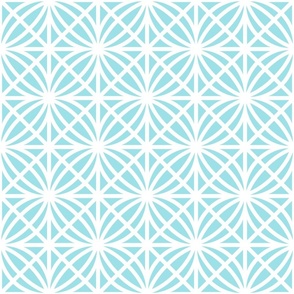 Turquoise Trellis Geometric in Mid Aquamarine and White - Medium - Palm Beach Lattice, Tropical Aqua Geometric, Palm Springs Breeze Block