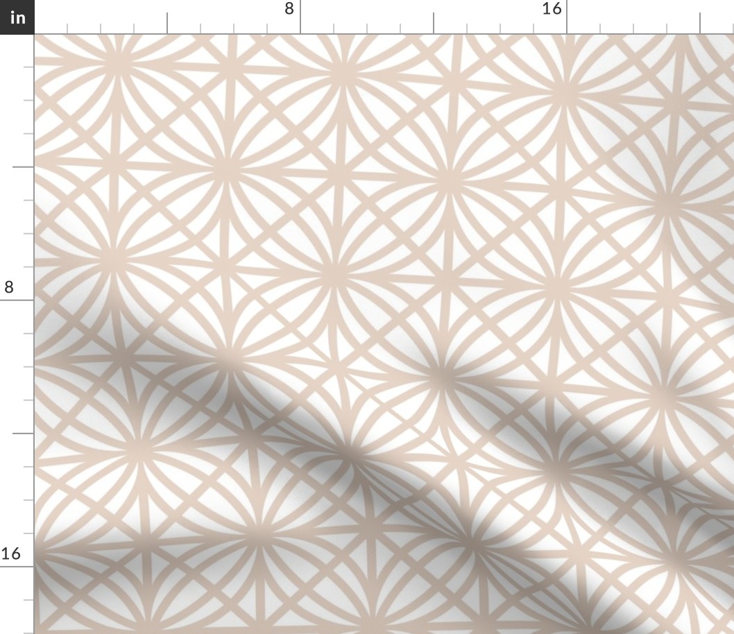 Neutral Trellis Geometric in White and Beige - Medium - Classic Beige Geometric, Neutral Coastal Geometric, Palm Beach Lattice