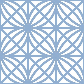 Soft Blue Trellis Geometric in White and Blue-Gray - Large - Coastal Blue and White, Coastal Geometric, Palm Beach Lattice